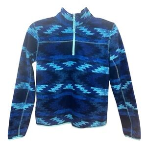 Aeropostale Women’s Blue Aztec Fleece Pullover Size Medium